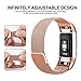iGK Milanese Replacement Bands Compatible for Fitbit Charge 2, Stainless Steel Metal Bracelet with Unique Magnet Clasp Rose Gold Small