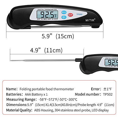 MITIR Waterproof Digital Instant Read Meat Thermometer with Folding