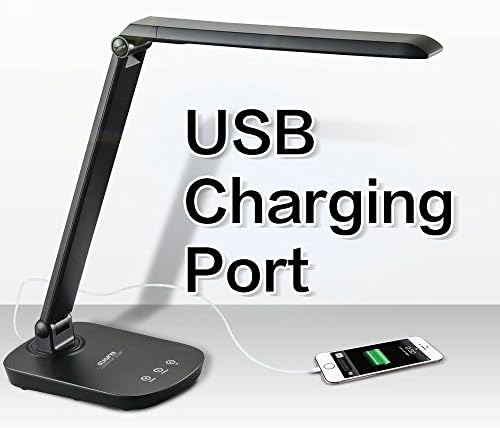 Desk Lamp Guanya F228 Dimmable LED Table Light, ( 8W Memory Function, Stepless brightness adjusted with 5V/1A Output USB Port - Black )