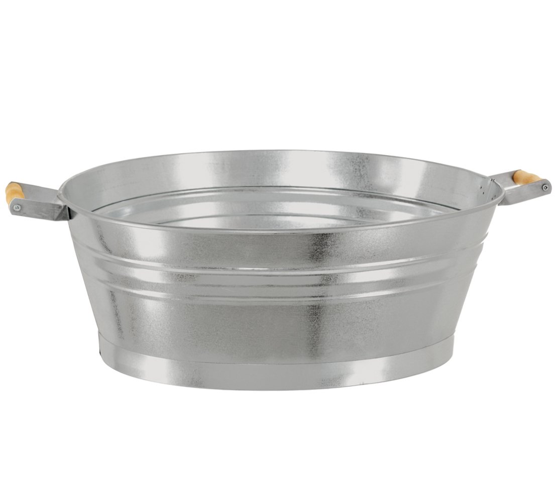 Dehner Decorative Tub Approx. 55 x 42 x 19 cm Zinc, Silver