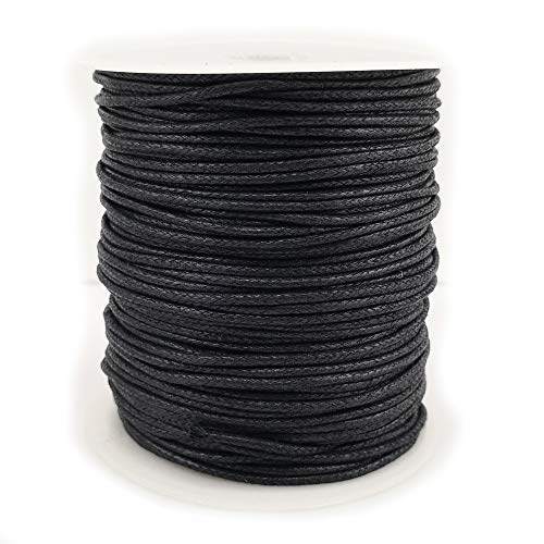 1.5mm Black Jewelry Making Beading Crafting Macrame Waxed Cotton Cord Rope