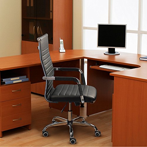 Furmax Ribbed Office Chair High Back PU Leather Executive Conference