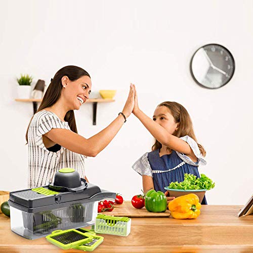 Vegetable chopper, Onion chopper Mandoline Slicer with Stainless steel blade Include Clean Brush and Hand Guard Made in USA (Black)