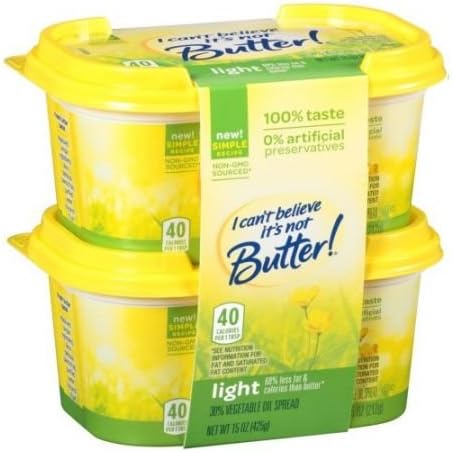 I Cant Believe Its Not Butter Light Yellow Spread, 15 Ounce -- 6 per case.