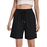 Womens Athletic Sweat Shorts Drawstring High Waisted Short Baggy Lounge Cotton Long Bermuda Shorts with Pockets
