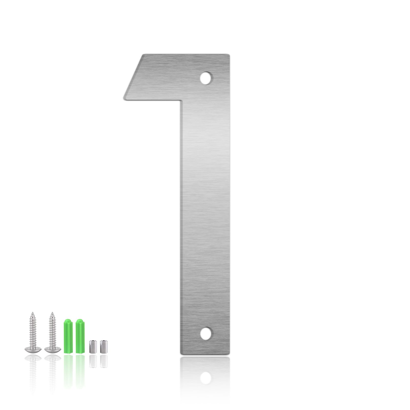 Photo 1 of 4 Inch Floating House Numbers and Metal Letters for Outdoor Signs, Modern 304 Stainless Steel Silver Address Numbers for Home, Apartment, and Garden Decor (Number 1)