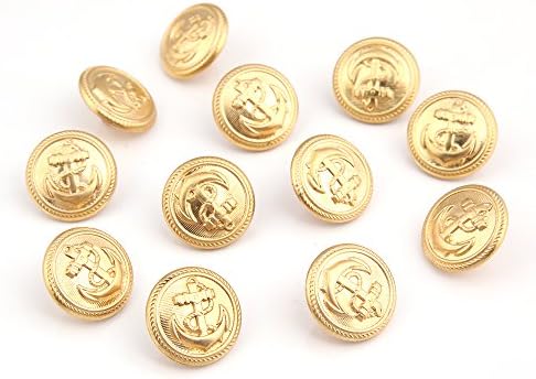 Metal Blazer Golden Buttons Set-12 Pieces Military Buttons For Blazer, Sport Coat, Uniform, Jacket