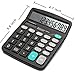Calculator, 12-Digit Solar Battery Basic Calculator, Solar Battery Dual Power Office Calculator, with Large LCD Display and Large Buttons (Battery Included)
