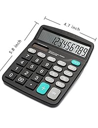 Calculadora de 12 dígitos, batería solar, calculadora básica, batería solar dual, para oficina, con pantalla LCD grande y botones grandes (batería Incluida)