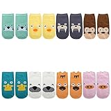 TARTINY Kids Socks Animal Fun Nonskid Cotton Cozy Unisex Socks Ages 0-4 Years Animal Print Socks,8 Pairs per Pack (M 2-4 Years)