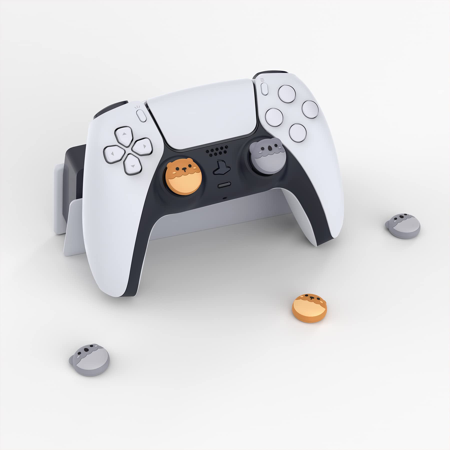 PlayVital Cute Thumb Grip Caps for ps5/4 Controller, Silicone Analog Stick Caps Cover for Xbox Series X/S, Thumbstick Caps for Switch Pro Controller - Brown Bear & Koala