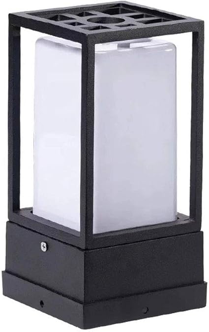 HHKQ Luces de Poste Impermeable, Luces al Aire Libre Aluminio Cuadrado