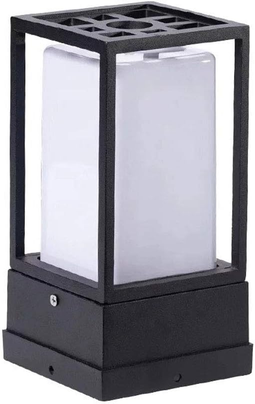 HHKQ Luces de Poste Impermeable, Luces al Aire Libre Aluminio Cuadrado