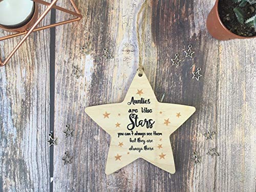 Dios Designs Wooden Hanging Star Decoration Hanging Plaque or Magnet- Aunties Are Like Stars DD329 (Hanging Plaque)