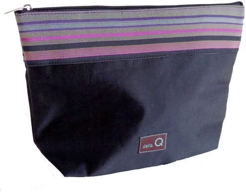 della Q Large Zipper Knitting Case for Notions (9.5" W x 6" H x 2.75" D); 035 Black Stripes 1103-1-035