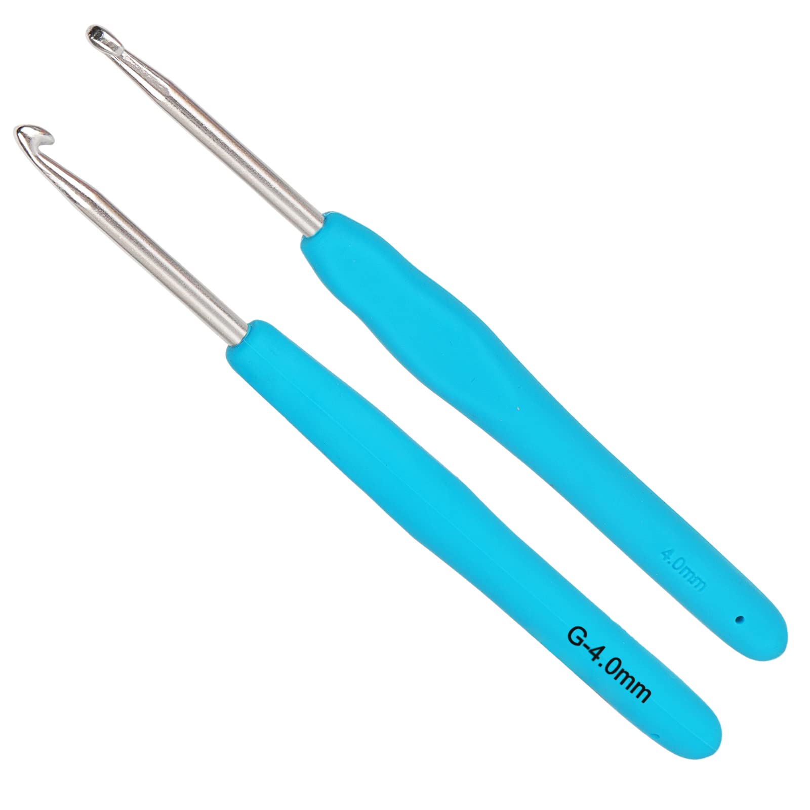 Coopay Crochet Hook 4.0mm 2 Pack, Solid Metal Hooks UK Size, Ergonomic Soft Handles for Arthritic Hands, Lightweight Beginners and Professionals (COOPAYGZY00648)