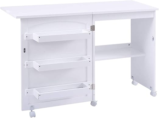 Amazon Com Jf World White Folding Swing Craft Table Storage