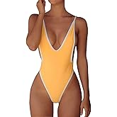 ALLureLove Swimsuits for Women Sexy Monokini Deep V One Piece Bathing Suits Backless Cheeky Swimwear Semi Thong Bikini