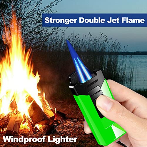 Torch Lighter, Metal Butane Lighter, Double Jet Flame Windproof