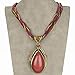 Multi Stranded Diamante CZ Red Rope Metallic Glass Bead Chain Gem Necklace Pendants