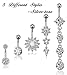 FIBO STEEL 10 Pcs 14G Stainless Steel Dangle Belly Button Rings Navel Barbell Body Jewelry Piercing
