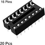 sourcing map 20pcs DIP IC Socket Adaptor Solder Type 16 Pin 2.54mm Pitch Dual view 3