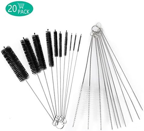 Ruihengfa Nylon Tube Cleaning Brush, Bottle Cleaning Brushes Set,Pipe Cleaning Brushes Long Tube Brushes for Glass Baby Bottle Straws Washing Cleaner,2 Sets of Medium Hard,10 Pcs Black & 10 Pcs White