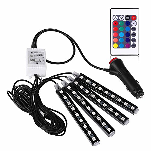 Chezaa LED Car Lights,9LED Remote Control Car Interior Floor Atmosphere Light Strip (Multicolor)