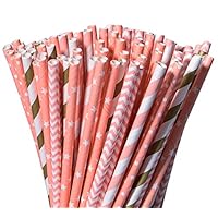 Pack of 200 Paper Straws Party Decoration Striped Drinking Straws for Birthday, Wedding, Christmas, Celebration Parties by Acerich