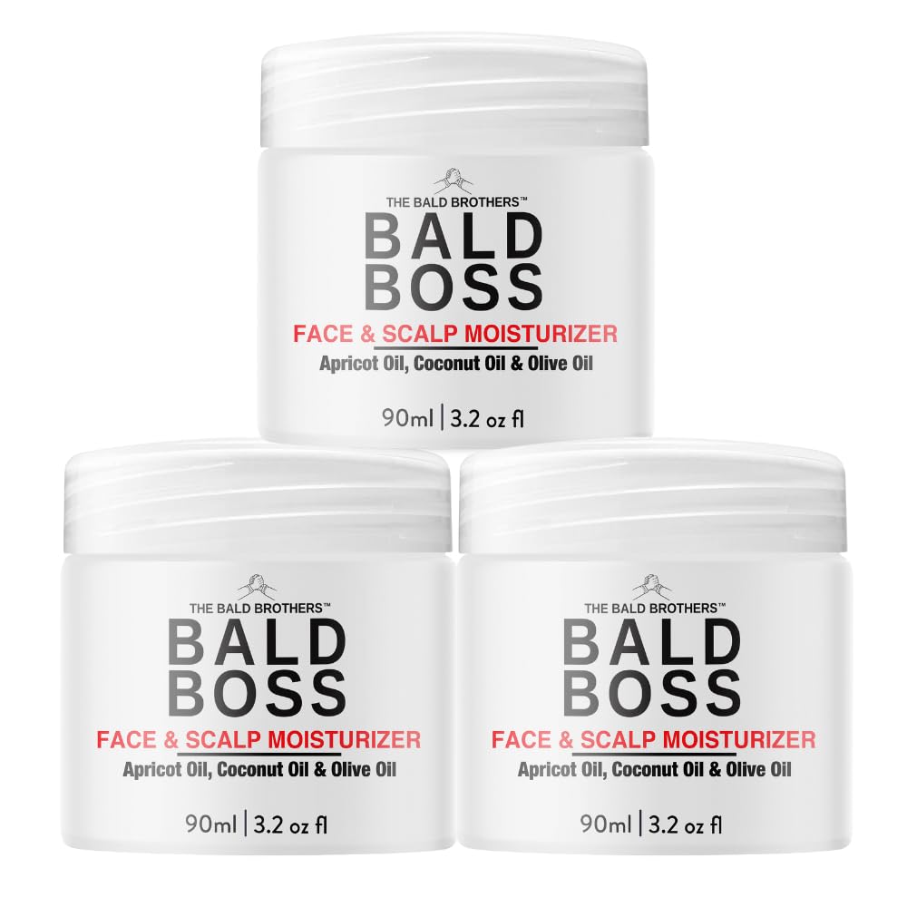 The Bald Brothers Bald Head Care for Men | Everyday Face & Scalp Care | Matte, No Grease, Vegan | Daily Mens Moisturiser Fragrance Free - 3 Pack