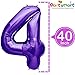 PartyMart Purple Foil Balloons Number 4, 40 inch