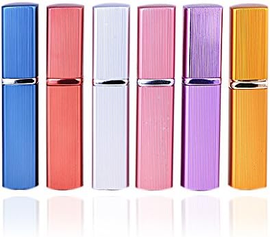 Jaywayne 6PC Metalic Perfume Atomizer Bottles, Refillable Travel Size Perfume Bottles Fragrance Refilable Sprayer for Travel Purse(5ML)