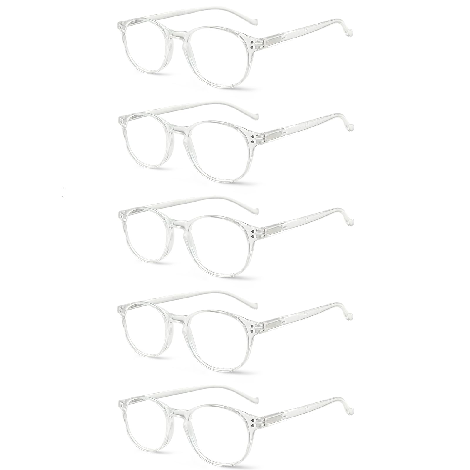 Photo 1 of NORPERWIS 5 Pairs Reading Glasses - Standard Fit Spring Hinge Readers Glasses for Men and Women (5 Pack Transparent, 1.00)