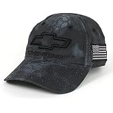Chevrolet 3D Bowtie Tactical Camo Cap with USA Embroidered Flag Hat (Black)