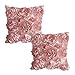WOMHOPE Set of 2 PC (Same Color) - 3D Solid Color Satin Rose Flower Square Pillowcase Bed Sofa Cushion Pillow Case Arts Decorative Cover Rose Flowers Throw Pillow Covers Protector (Pink(2 Pcs))