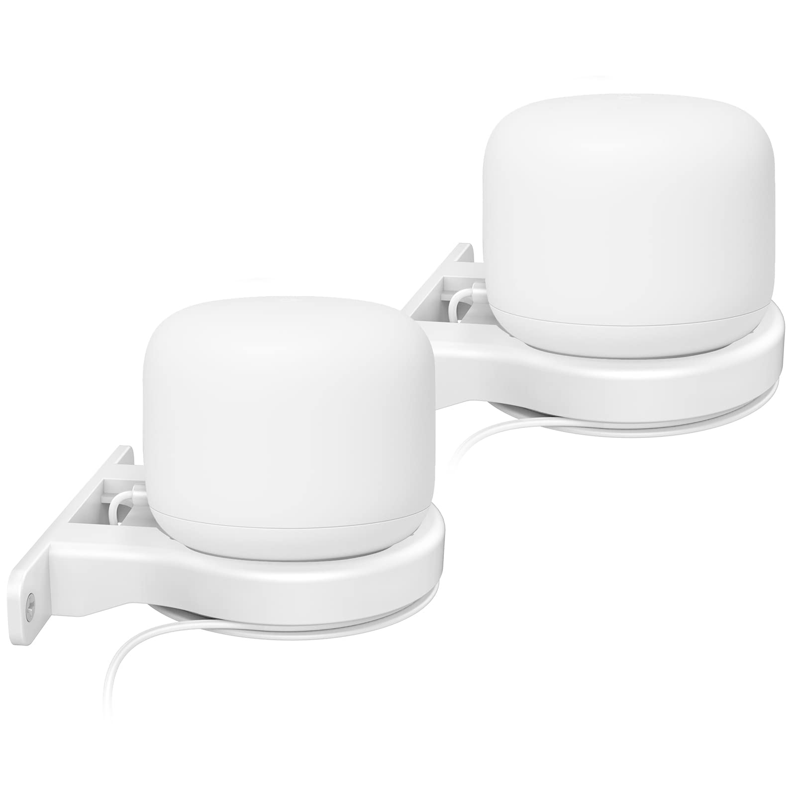 Photo 1 of Delidigi 2 Pack ABS Wall Mount Compatible with Nest Wifi Router- AC2200 Bracket Holder Shelf for Nest WiFi Point [Built-in Cable Management](2 Pack, White)