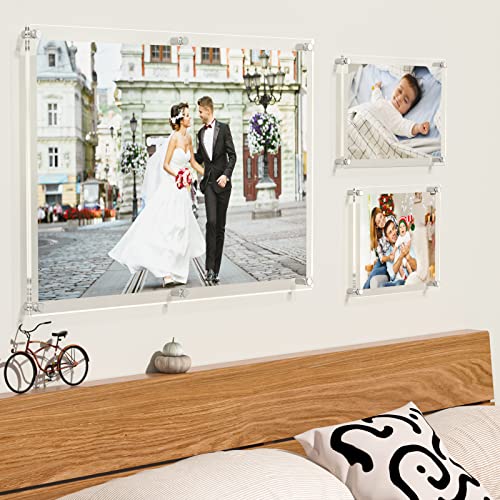 NIUBEE 11x14 Clear Acrylic Wall Mount Floating Frameless Picture Frame