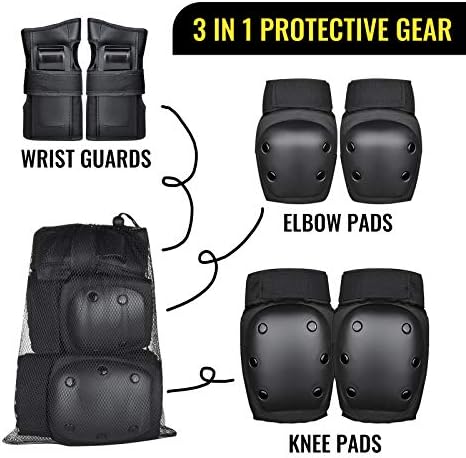 Adjustable knee and elbow pads for skating and biking, priced at $21.99.