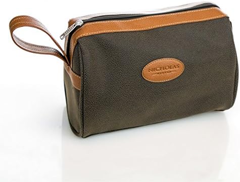 Nicholas Winter Classic Men's Faux Leather Travel Shaving Toiletries Wash Bag - Green