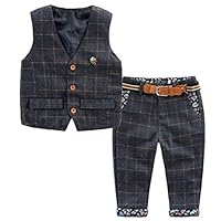 TAOJIAN Baby Vintage Style and Wedding Tuxedo Waistcoat Outfit Suit (2-3T, Dark Blue)