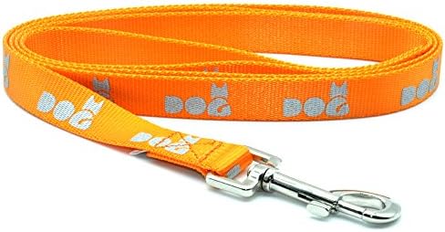 Enthun Basic Nylon Dog Leash with Water Repellent and 3M Reflective Pattern, 4ft and 5 ft Long (Large, Orange)