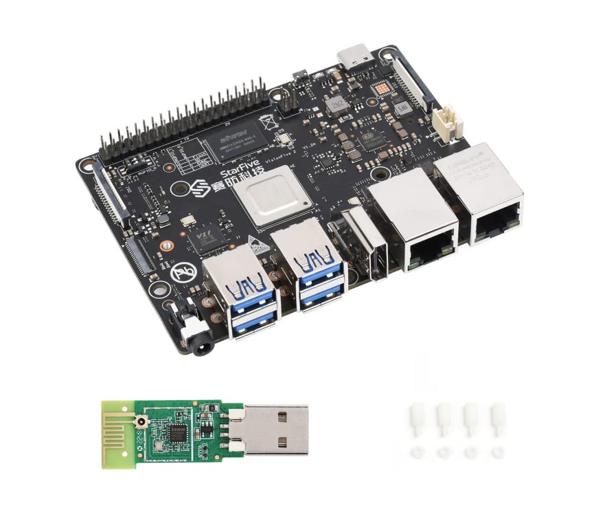 Waveshare VisionFive2 RISC-V Single Board Computer, StarFive JH7110 Processor, with Integrated 3D GPU, 8GB LPDDR4 RAM, 40PIN GPIO interface, Compatible with Raspberry Pi (with WiFi Module)