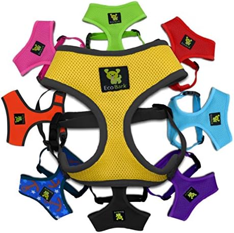 EcoBark Dog Harness - Eco-Friendly Max Comfort Harnesses - Luxurious Soft Mesh Halter - Over The Head Harness Vest- No Pull and No Choke for Puppy, Toy Breeds & Small Dogs (Medium, Yelow)