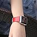 Compatible with Apple Watch Band, COVERY 42mm 44mm Watch Band Genuine Leather Strap Stainless Metal Buckle Compatible Apple Watch Series 4(44mm),Series 3, 2, 1, (42mm) Sport & Edition- Red