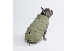 Spark Paws Dog Winter Jacket, Water-Resistant Coat, Warm Reflective Windproof Fleece-Interior, for Medium and Large Dogs - Olive - XL