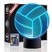 Christmas Gift Volleyball 3D Illusion Birthday Present Lamp, Gawell 16 Color Changing Touch Switch Table Desk Decoration Night Light with Remote Control for Sports Theme