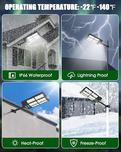 Solar Light Outdoor 24000LM -6500K motion sensor light, IP66 Waterproof Outdoor Flood Lights with Motion Sensor & Dusk to Dawn, led solar lights Easy Installation