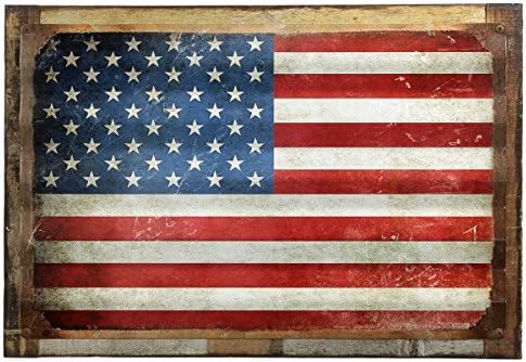 American Flag Distressed Framed Corrugated Metal Sign 26 x 18