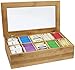 Estilo Tea Box Organizer, Premium Bamboo Tea Bag Storage Box with 10 Compartments, Storage Bin for Kitchen Cabinets, Countertops, Pantry
