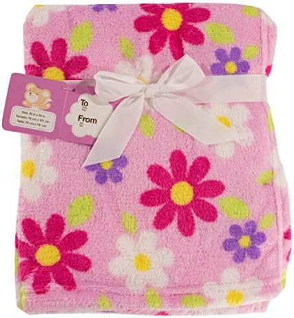 Snugly Baby Light and Cozy Plush Baby Blanket (Pink Flowers)